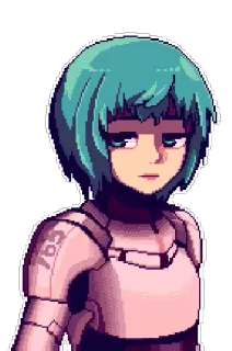 😔 765 Anime, Pixel Art, Ragazza, Spazio, Casco telegram sticker