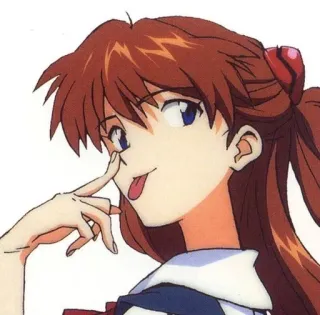 💗 Asuka Langley Sohryu Neon Genesis Evangelion アスカ, アニメ, キャラクター, 舌, 女の子, おバカ whatsapp sticker
