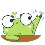 😑 rana, dibujos animados, lindo, animal, mosca, verde telegram sticker