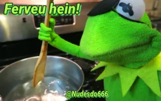 😏 Kermit Ferveu hein! cooking, kermit, meme, boiling, pot telegram sticker