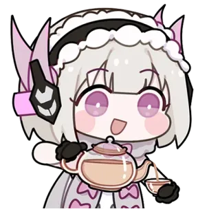 ☕️ anime, chibi, cute, tea, pouring, character, kawaii whatsapp sticker