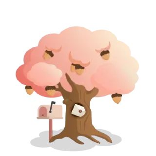 🌳 boom, eikel, natuur, brievenbus, brief telegram sticker