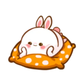 😊 królik, słodki, zwierzę, poduszka, kawaii, uroczy whatsapp sticker