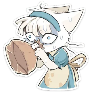 😪 アニメ, 猫, かわいい, カワイイ, 漫画, 緊張, 汗 telegram sticker