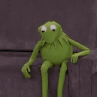 😒 Kermit 科米蛙, 伤心, 木偶, 布偶, 绿色, 坐着 whatsapp sticker