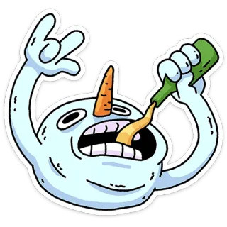 🥴 snowman, drinking, alcohol, cartoon, winter, funny, party telegram sticker