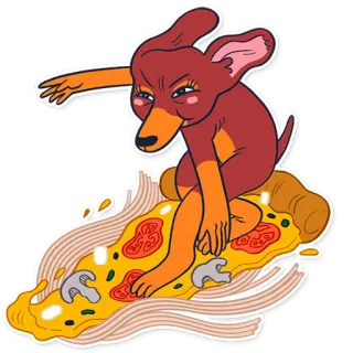 🍕 anjing, selancar, pizza, makanan, kartun telegram sticker