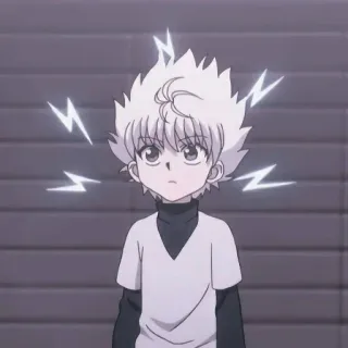 😐 Killua Zoldyck Hunter x Hunter anime, killua, killua zoldyck, hunter x hunter, lightning telegram sticker