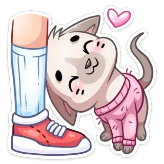 😍 gato, gatinho, fofo, animal, rosa, coração, desenho animado, adesivo whatsapp sticker