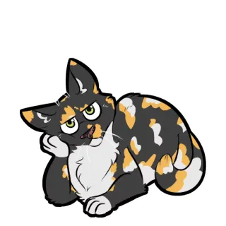 😒 chat, calico, animal, animal de compagnie, mignon, dessin animé, autocollant whatsapp sticker