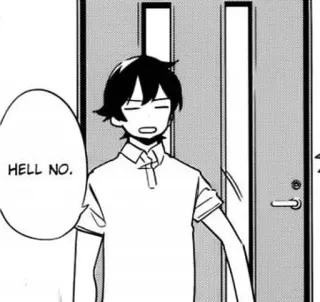 😑 HELL NO. Anime, Chłopak, Manga, Wyraz, Nie, Negatywny, Kreskówka telegram sticker