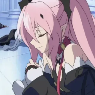 😏 Anime, Personaje, Pelo rosa, Vampiro, Sonrisa telegram sticker