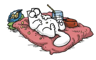😋 cat, lazy, pillow, food, drink whatsapp sticker