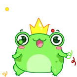 🥳 лягушка, корона, милый, мультфильм telegram sticker