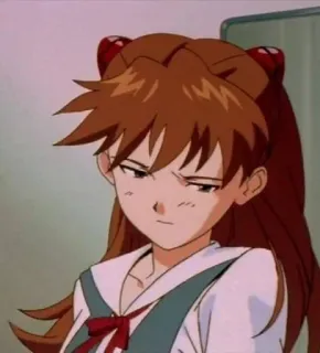😖 Asuka Langley Soryu Neon Genesis Evangelion anime, character, female, tsundere, manga, portrait telegram sticker