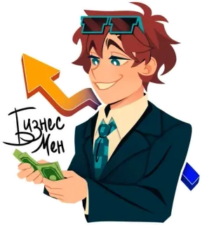 😎 Бизнес Мен negócios, dinheiro, homem de negócios, sucesso, desenho animado, finanças telegram sticker