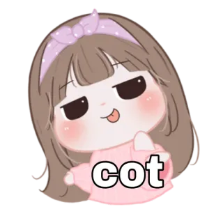 😁 cot การ์ตูน, ผู้หญิง, น่ารัก, สติกเกอร์, สีชมพู telegram sticker
