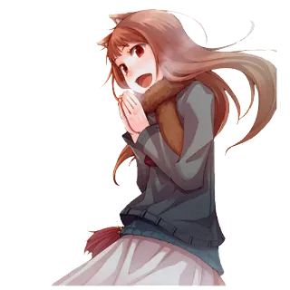 😃 Holo Spice and Wolf Anime, Holo, Spice and Wolf, Wolfsohren, Anime Mädchen whatsapp sticker