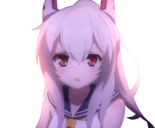 😠 anime, girl, white hair, ears, cute, japanese, character whatsapp sticker