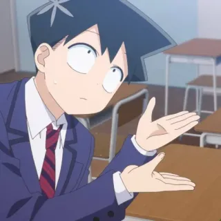 💈 Komi Shouko Komi Can't Communicate Аниме, Парень, Komi Can't Communicate, Персонаж, Смущен, Пожимает плечами, Школьная форма telegram sticker