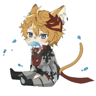 🐟 Tartaglia Genshin Impact Animé, Jeu vidéo, Mignon, Chat, Childe, Tartaglia, Genshin Impact whatsapp sticker