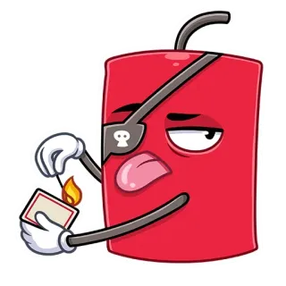 😝 dinamite, pirata, desenho animado, fogo, perigo, explosão whatsapp sticker