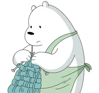 🧶 Ice Bear We Bare Bears bear, knitting, cute, cartoon, apron telegram sticker