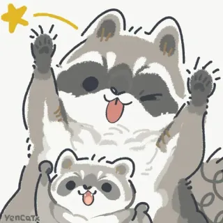 🌟 raccoon, animals, cute, cartoon telegram sticker