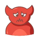 😢 diabo, triste, vermelho, demônio, desenho animado, monstro telegram sticker