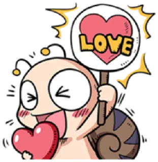 💗 LOVE liebe, herz, niedlich, cartoon, schnecke, kawaii, zuneigung telegram sticker