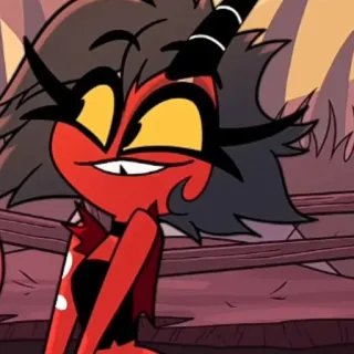 😚 Millie Helluva Boss demone, diavoletto, Helluva Boss, cartone animato, animazione, rosso telegram sticker
