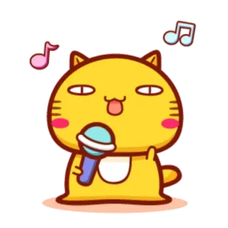 🎤 Katze, Mikrofon, Musik, Singen, Cartoon, süß, Sticker telegram sticker