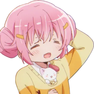 😳 Anime, Cartone animato, Capelli rosa, Carino, Kawaii telegram sticker