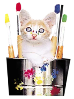 🎨 kucing, anak kucing, cat, warna-warni, kuas, ember, hewan, lucu telegram sticker