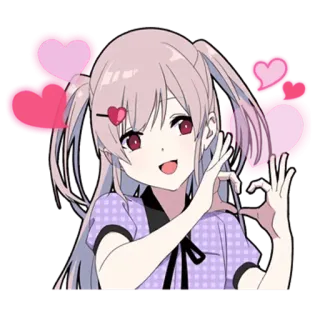 😍 Anime, Fofo, Garota, Coração, Kawaii telegram sticker