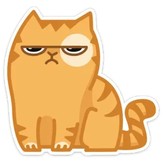 😑 gato, animal, adesivo, fofo, laranja, desenho animado telegram sticker