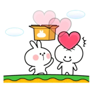 ✳️ dễ thương, thỏ, tình yêu, kawaii, hoạt hình, tình bạn, trái tim, hạnh phúc telegram sticker
