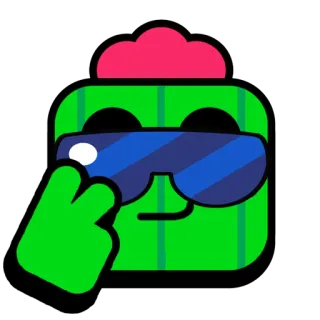 ✌ Spike Brawl Stars Spike, Brawl Stars, cactus, lunettes de soleil, jeu, mobile telegram sticker