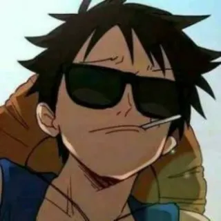 🖤 Luffy One Piece anime, luffy, one piece, cool, sonnenbrille, rauchen telegram sticker