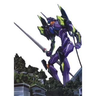 🔪 Eva-01 Neon Genesis Evangelion anime, mecha, robot, Evangelion, Eva-01, giant robot telegram sticker