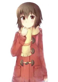 😳 fille anime, hiver, manteau, écharpe, anime telegram sticker