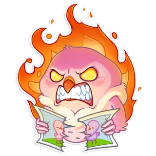 😡 angry, bird, flames, tear, upset, cartoon, sticker telegram sticker