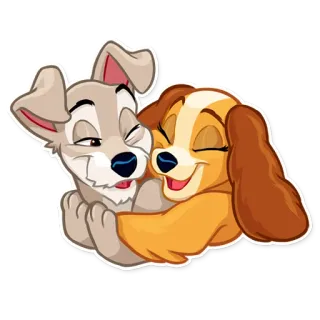 🤗 Lady and Tramp dessin animé, chien, animal, amour, câlin, chien dessin animé, la belle et le clochard telegram sticker