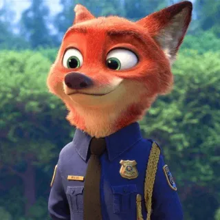 🙂 Nick Wilde Zootopia Zootopia, Nick Wilde, raposa, polícia, oficial, desenho animado telegram sticker