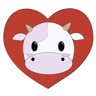 ❤️ корова, сердце, животное, милый, наклейка, любовь, ферма, мультфильм whatsapp sticker