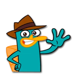 ✋ Perry the Platypus Phineas and Ferb Perry l'ornitorinco, Ornitorinco, Phineas e Ferb, Cartone animato, Animale, Spia, Agente segreto telegram sticker