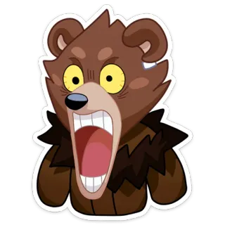 😱 oso, enojado, dibujos animados, animal, expresión, fauna whatsapp sticker