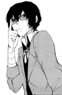 😎 Osamu Dazai Bungou Stray Dogs Anime, Mangá, Detetive, Bandagens, Óculos telegram sticker