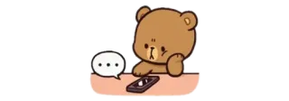 😕 หมี, การ์ตูน, โทรศัพท์, คิด, อิโมจิ, น่ารัก telegram sticker