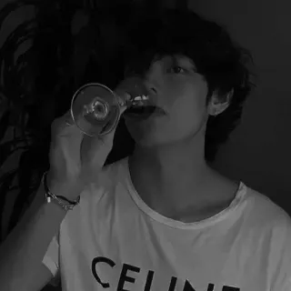 ▪️ CELINE person, drinking, portrait, black and white, wine glass telegram sticker